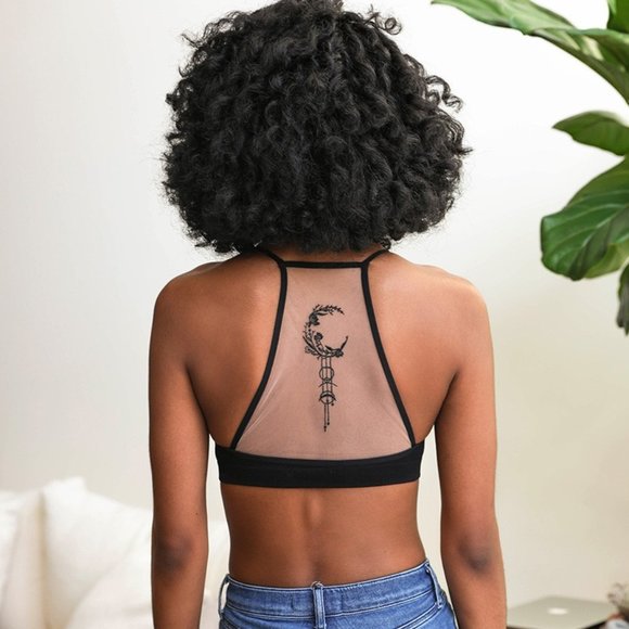 Boho Crescent Moon Bralette - Black - Picture 1 of 3